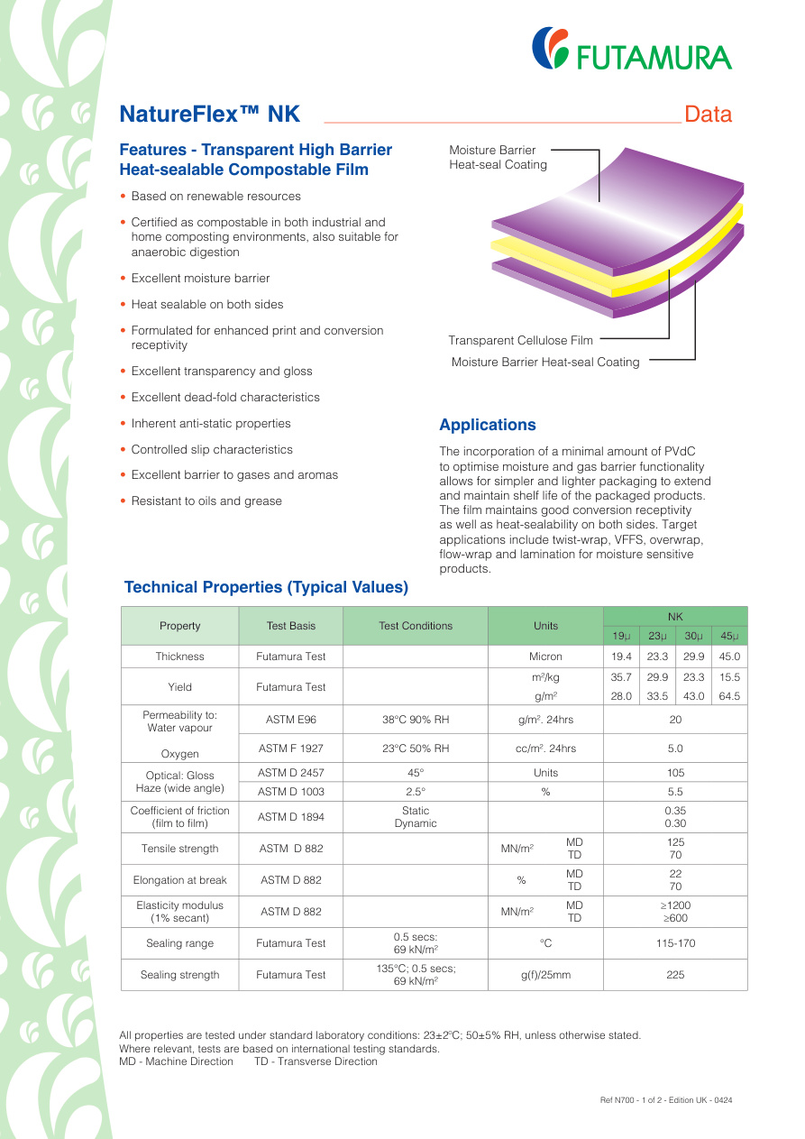 Futamura NatureFlex NK Datenblatt
