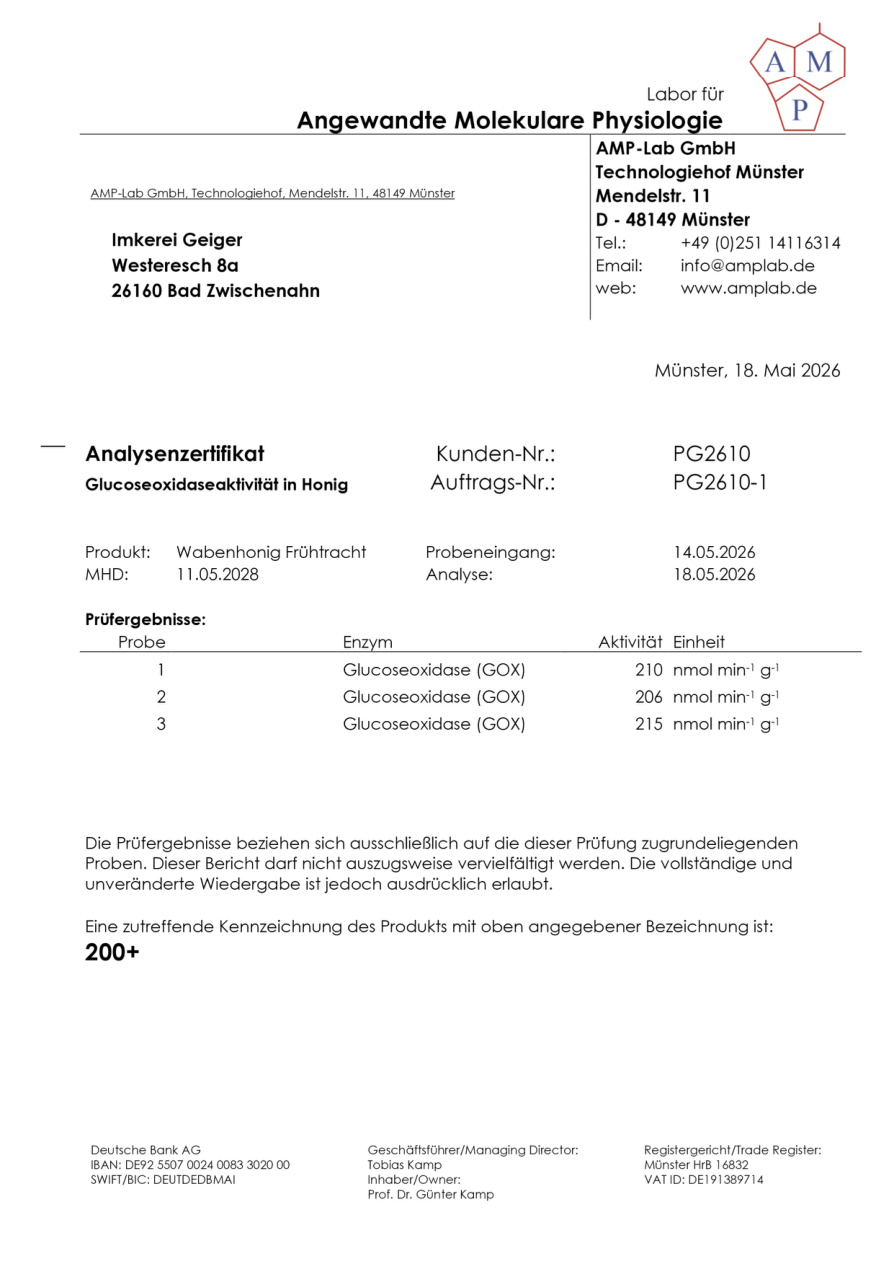 GOX-Siegel Wabenhonig Fruhtracht 2026